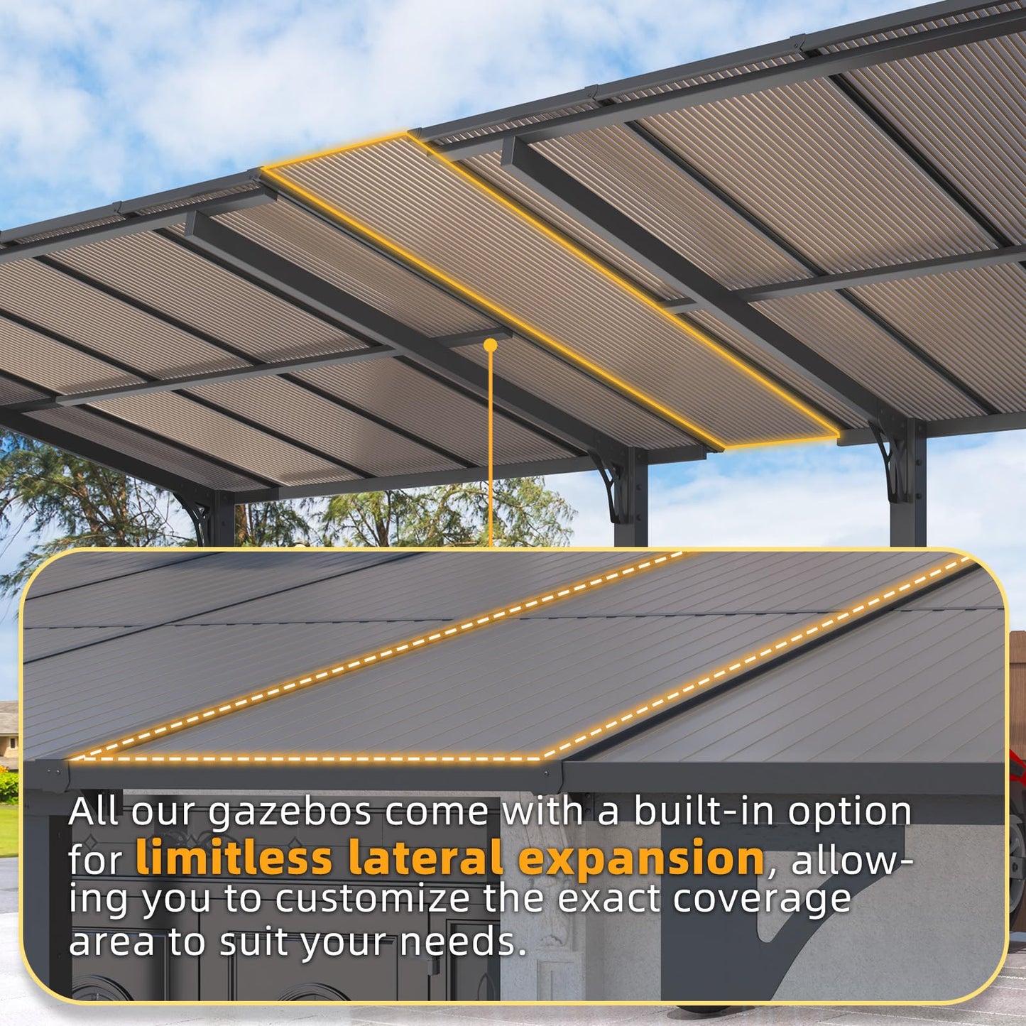 YODOLLA 12' x 10' Outdoor Gazebo Pergola, 10x12 Carport for Patio