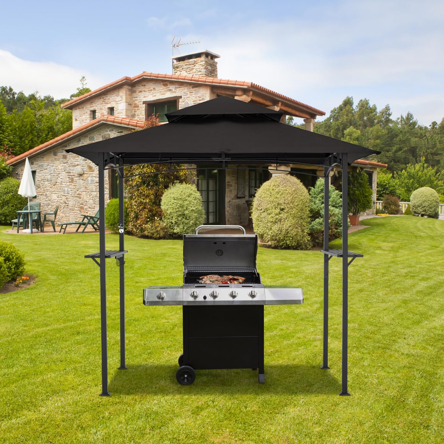 YODOLLA 8' x 5' Grill Gazebo, Grill Canopy, Black