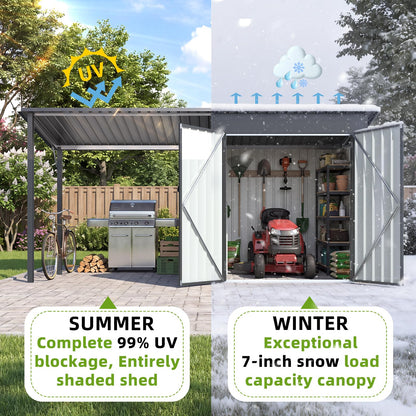 YODOLLA 8' x 4' Outdoor Open-Sided Metal Storage Shed with 56 Sq. Ft Covered