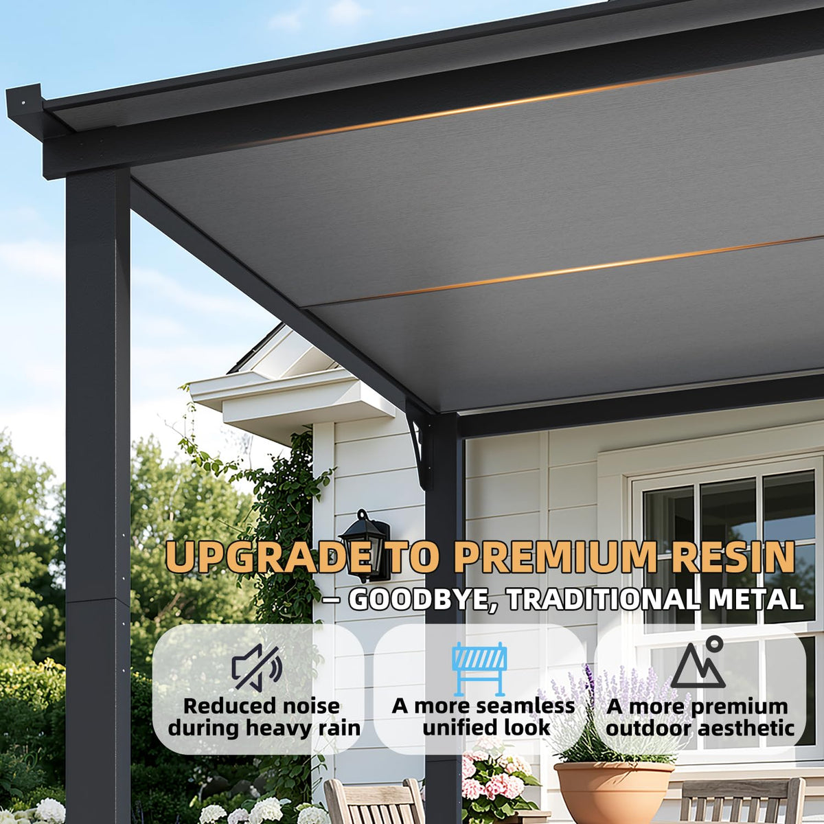 YODOLLA 12'x 10' Lean to Gazebo, Wall-Mounted Resin Pergola for Patio