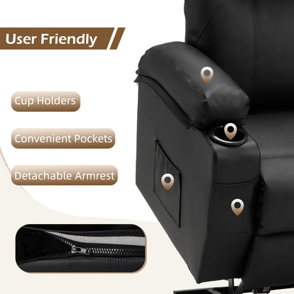 YODOLLA Power Lift Recliner Chair for Elderly with Side Pockets, PU Leather, Black