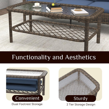 YODOLLA 6PCSPatio Furniture Set Seats 7 Sectional Sofa Couch Wicker Conversation Set