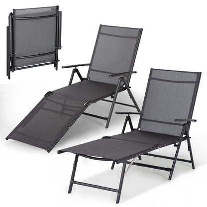 YODOLLA Outdoor Chaise Lounge Set of 2, Adjustable Reclining Folding Pool Lounger