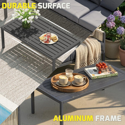 YODOLLA Aluminum Patio Furniture Set Outdoor Sectional Couch with Coffee Central Table