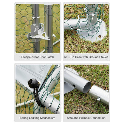 YODOLLA Metal Chicken Coop, 13x10x6.4 FT Extra Large Chicken Run Enclosure with Cover