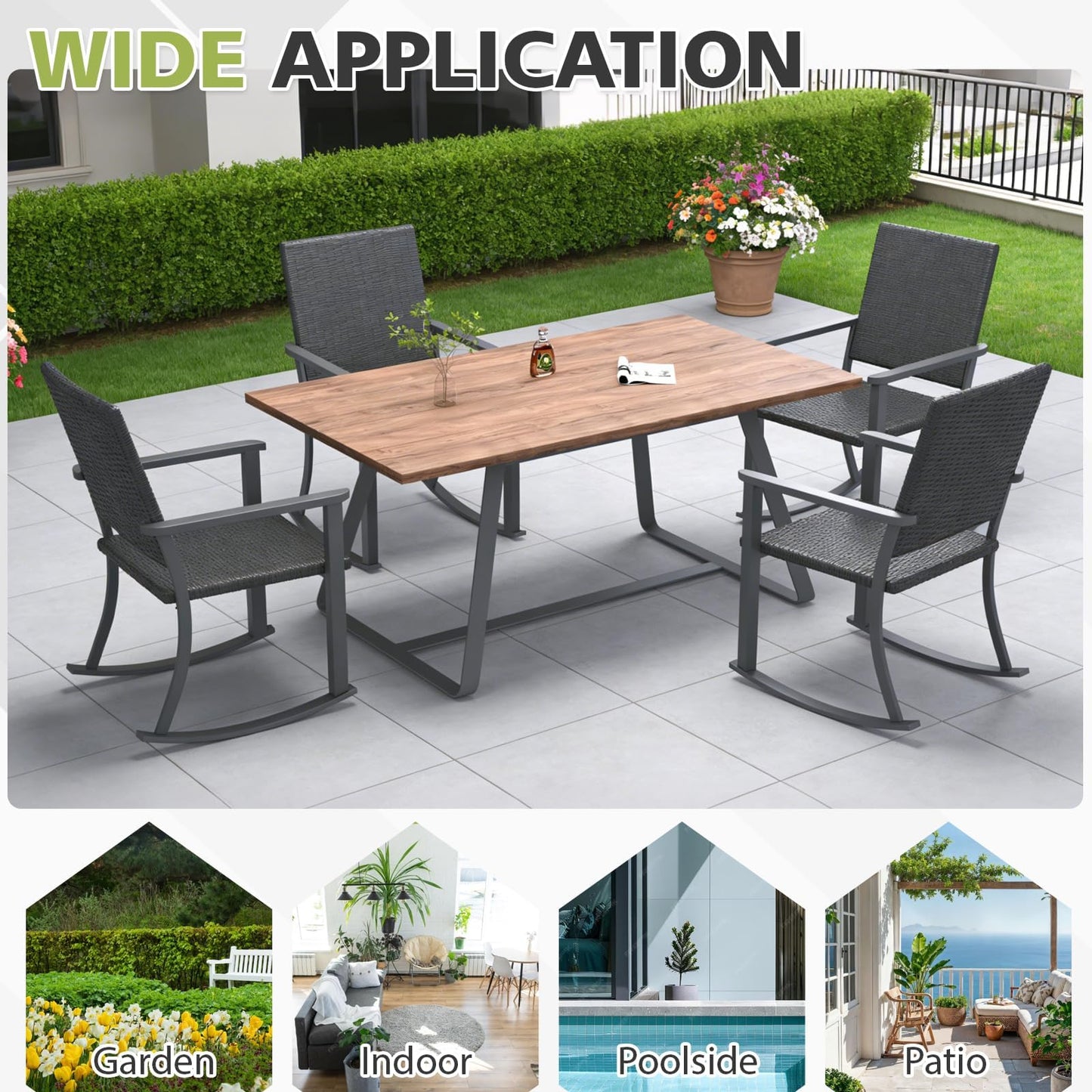 YODOLLA Patio Dining Chairs Outdoor Rattan Firepit Patio Chairs