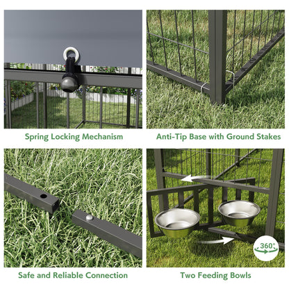 YODOLLA 8' x 8' x 5.8' Outdoor Dog Kennel Medium Dog Run
