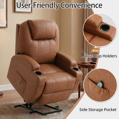 YODOLLA Power Lift Recliner Chair with Massage and Heat, Brown