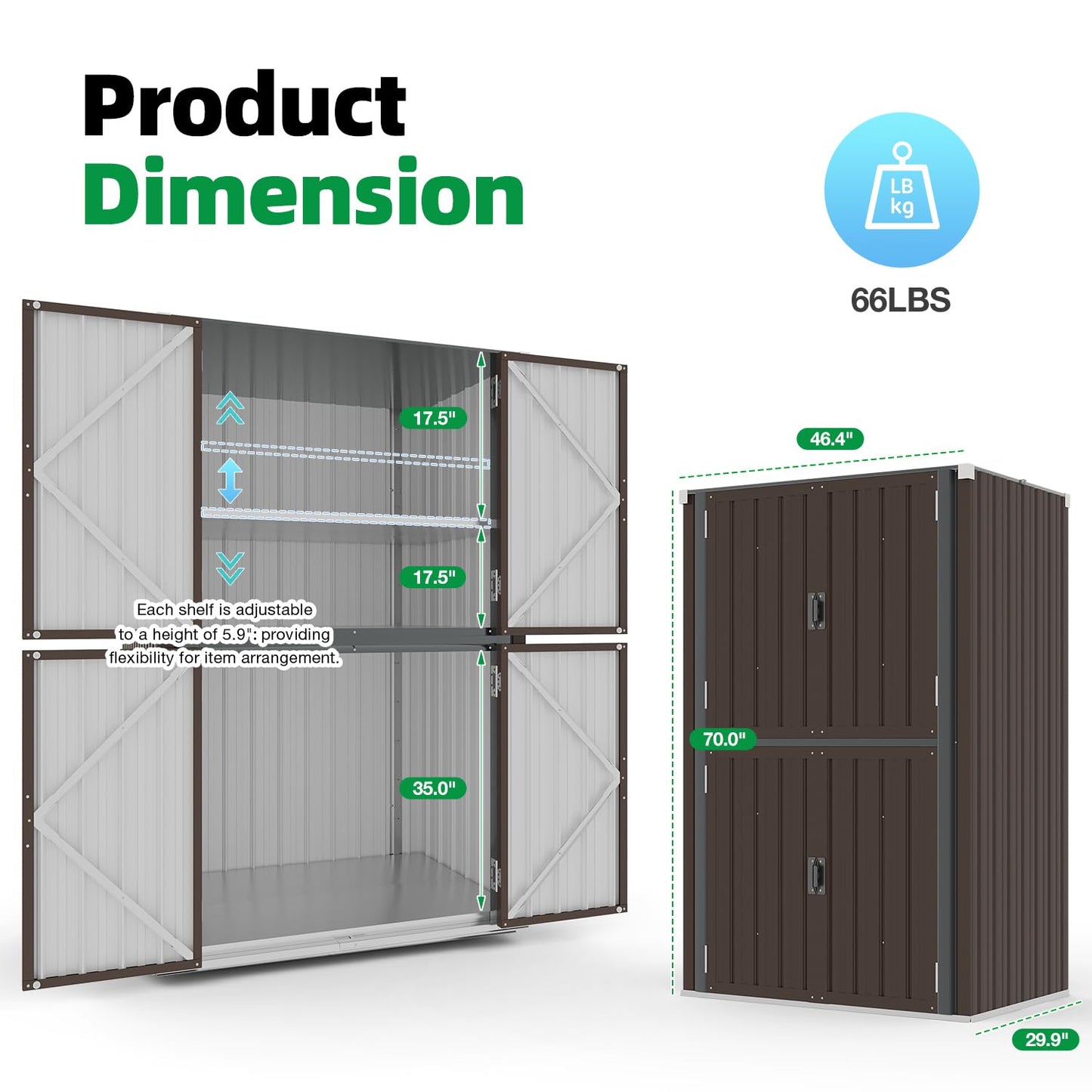 YODOLLA Outdoor Cabinet Outdoor Storage Cabinet, Brown