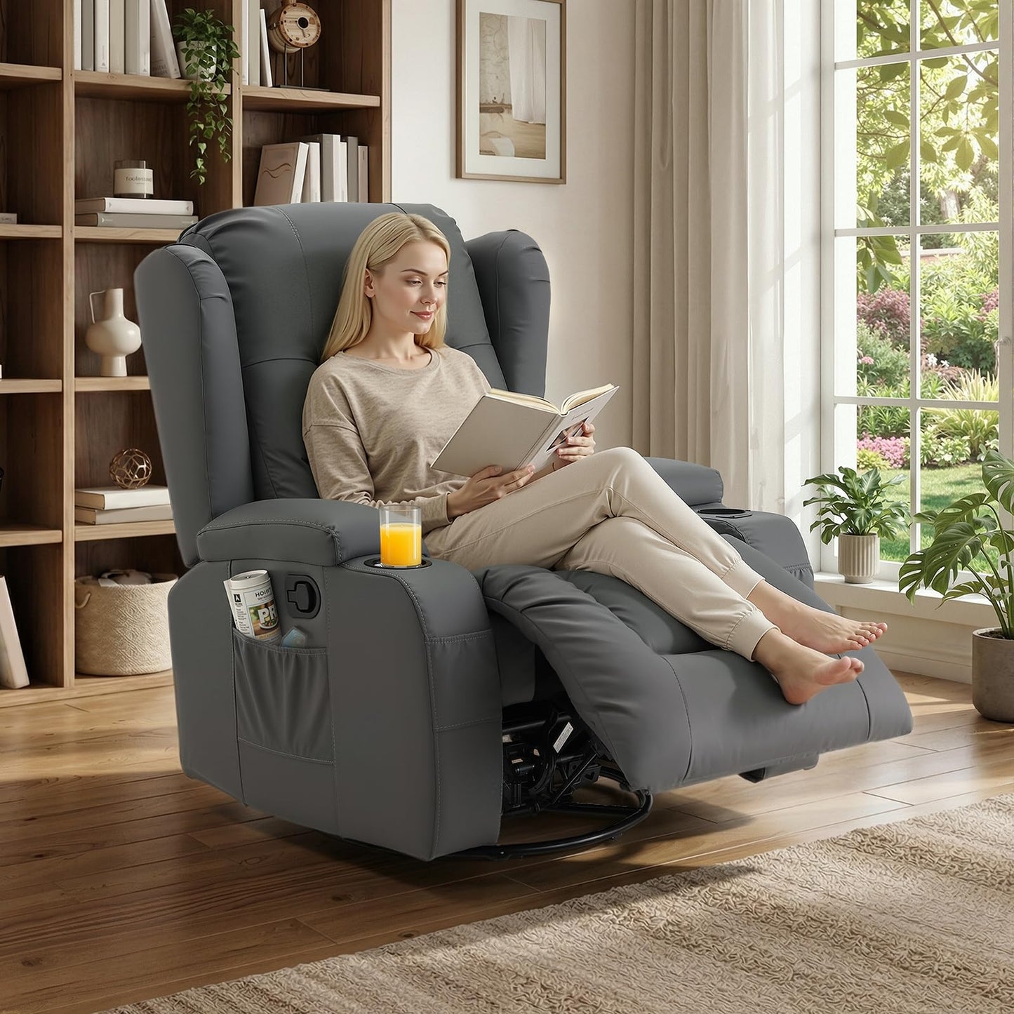 YODOLLA Recliner Chair with Massage and Heat, Grey