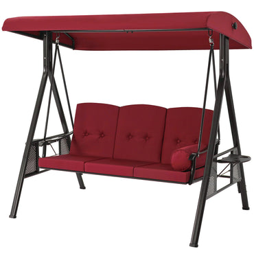 YODOLLA  3-Seat Patio Porch Swing Chair, Red