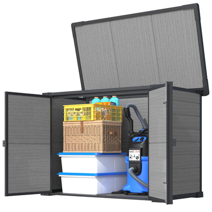 YODOLLA 23 Cu.Ft Storage Cabinet Resin Outdoor Plastic Trash Can Storage Shed