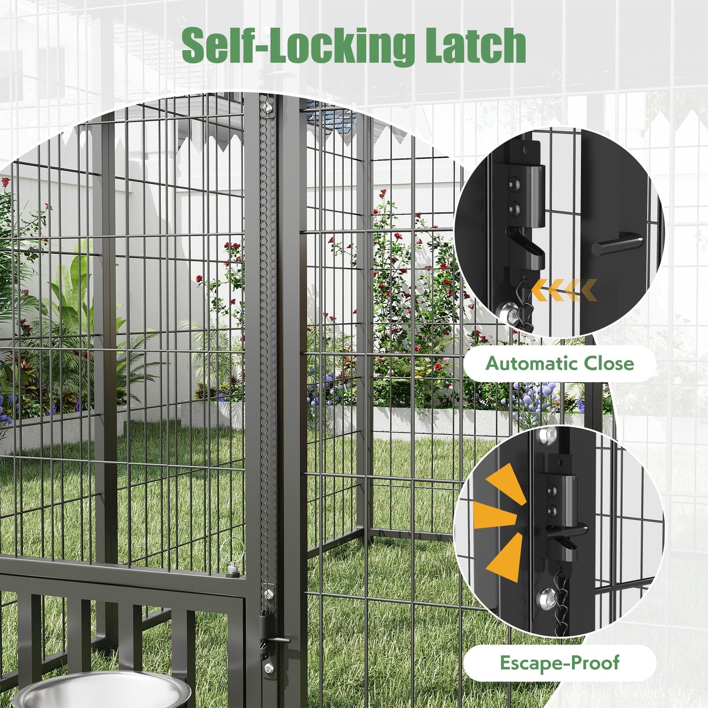 YODOLLA 8' x 8' x 5.8' Outdoor Dog Kennel Medium Dog Run