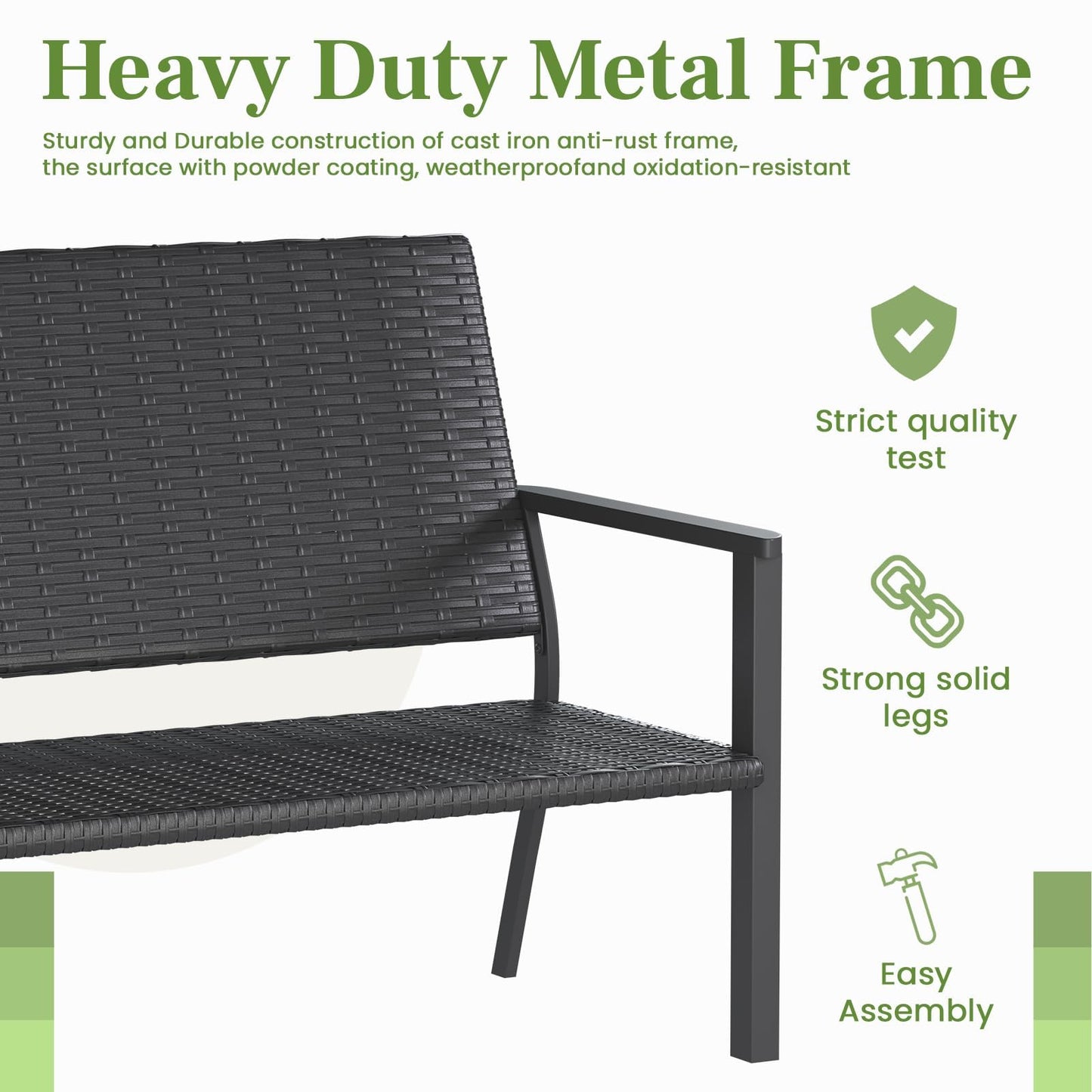 YODOLLA Outdoor Garden Bench Weatherproof Wicker Outside Benches
