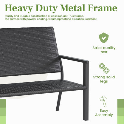 YODOLLA Outdoor Garden Bench Weatherproof Wicker Outside Benches