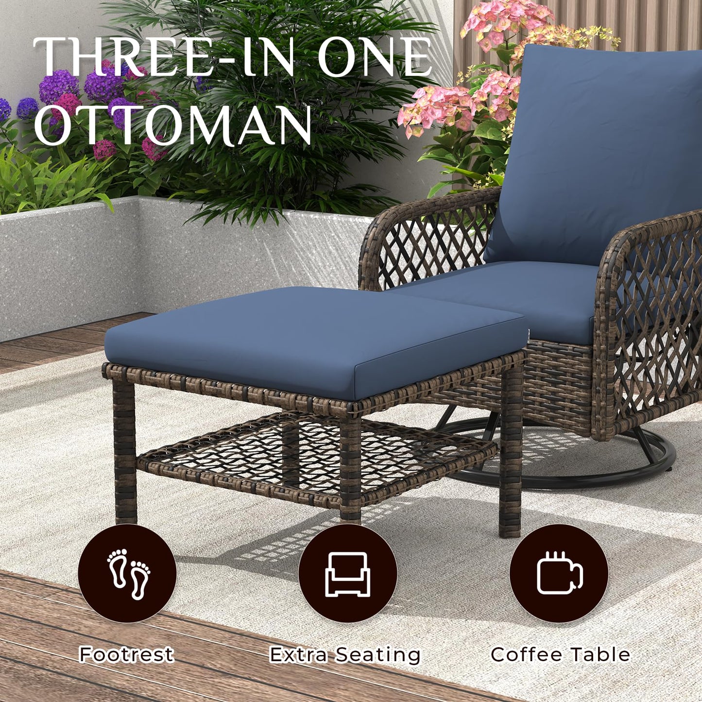 YODOLLA 6PCSPatio Furniture Set Seats 7 Sectional Sofa Couch Wicker Conversation Set