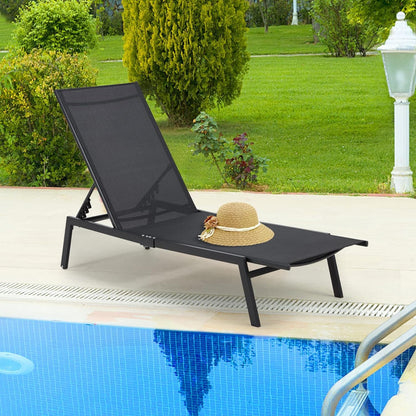 YODOLLA Patio Lounge Chairs Adjustable 5-Position Outdoor Chaise Lounge with Wheels