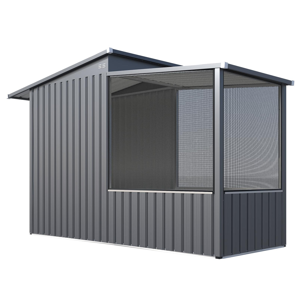 YODOLLA 3'x8' Metal Outdoor Storage Shed with Mesh Window, Garden Shed