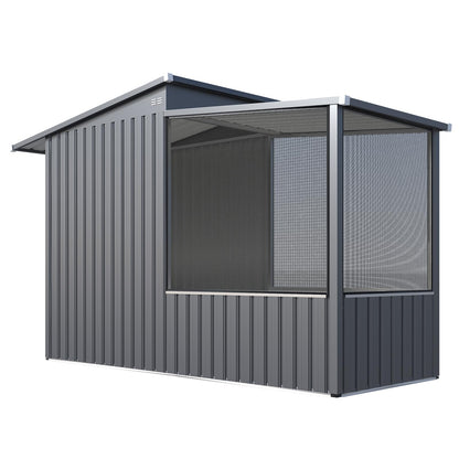 YODOLLA 3'x8' Metal Outdoor Storage Shed with Mesh Window, Garden Shed