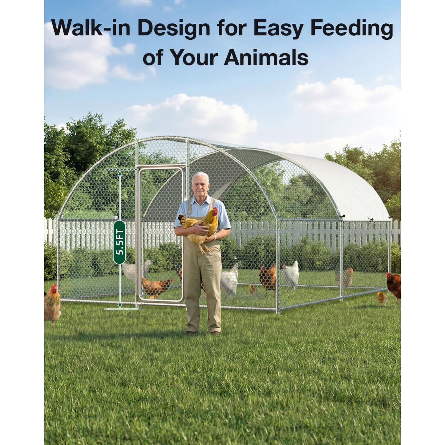 YODOLLA Metal Chicken Coop, 13x10x6.4 FT Extra Large Chicken Run Enclosure with Cover