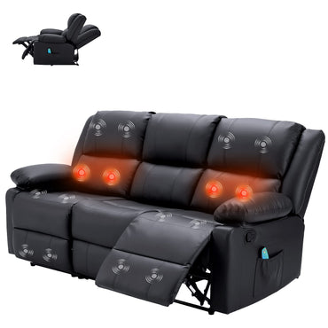 YODOLLA Reclining Sofa 3-Seater Couch, Black