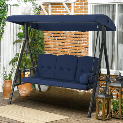YODOLLA  3-Seat Patio Porch Swing Chair, Blue