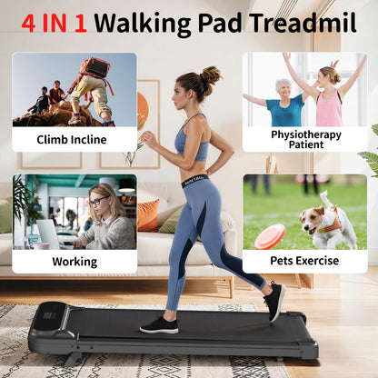 YODOLLA Walking Pad with 8% Incline, Under Desk Treadmill for Home Office