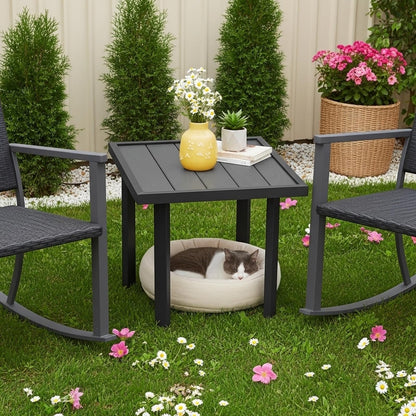 YODOLLA Square Outdoor Side Table Pool End Table Metal Garden Coffee Accent Tables