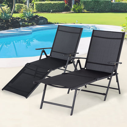 YODOLLA Outdoor Chaise Lounge Set of 2, Adjustable Reclining Folding Pool Lounger