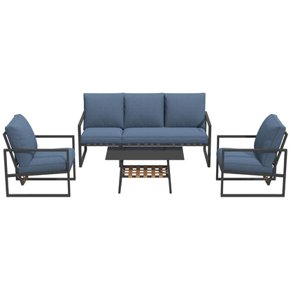 YODOLLA 4 Piece Outdoor Garden Furniture Set, 3-Seater Sofa & 2 Armchairs