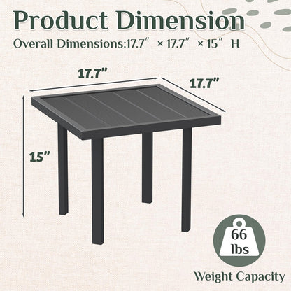 YODOLLA Outdoor Dining Set, Metal Frame Patio 3PCS (2 Chair+Side Table)