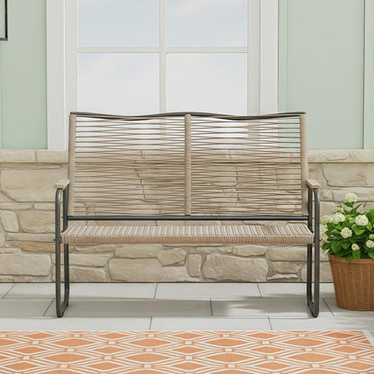 YODOLLA Outdoor Garden Bench, Weatherproof Wicker Outside Benches