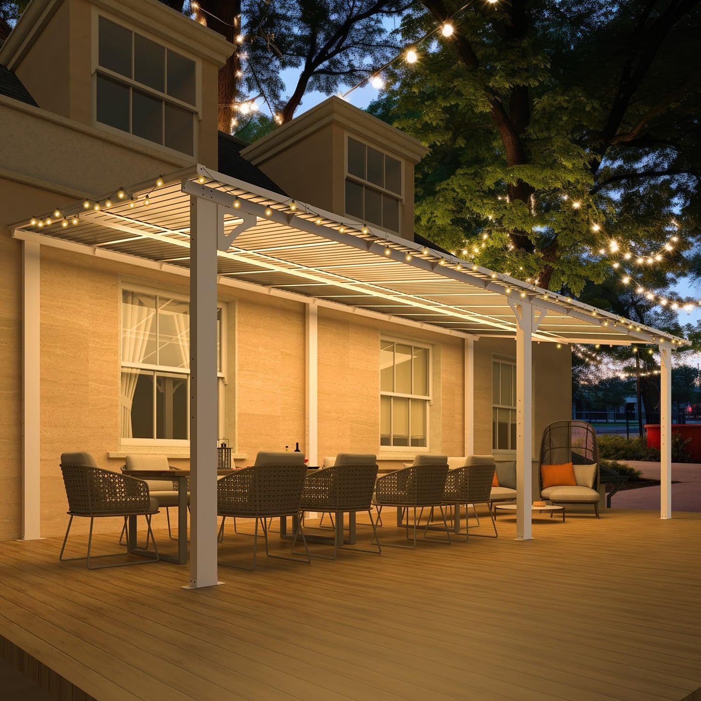 YODOLLA 20' x 10' White Gazebo Outdoor Pergola for Patio Large Lean to Metal Pergolas