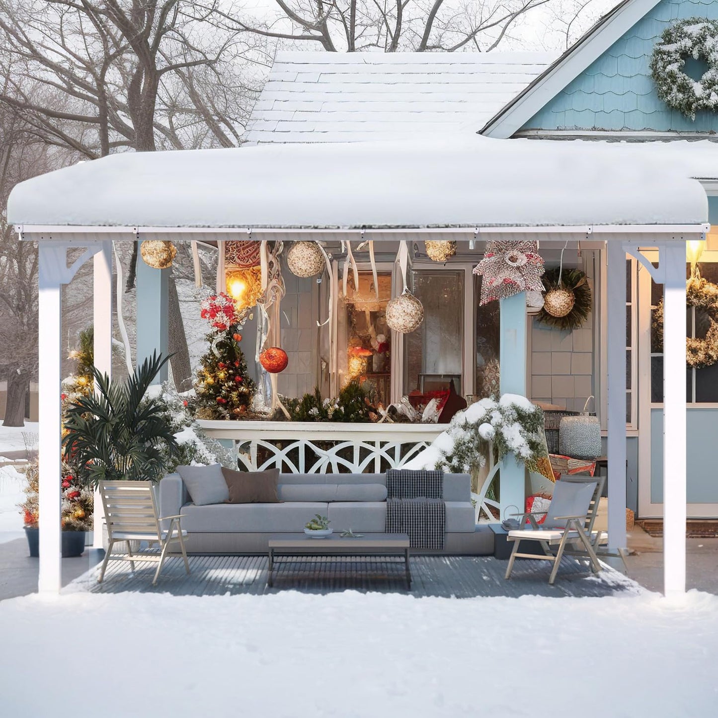 YODOLLA 12' x 8' Outdoor Gazebo Pergola for Patio, Large Hardtop Lean to Shelter Pergolas