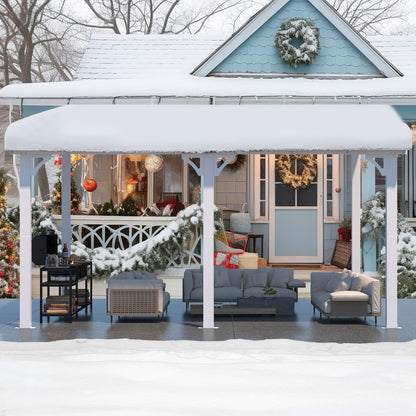 YODOLLA 14' x 8' Gazebo Outdoor Pergola Hard Top Lean to Pergolas, White