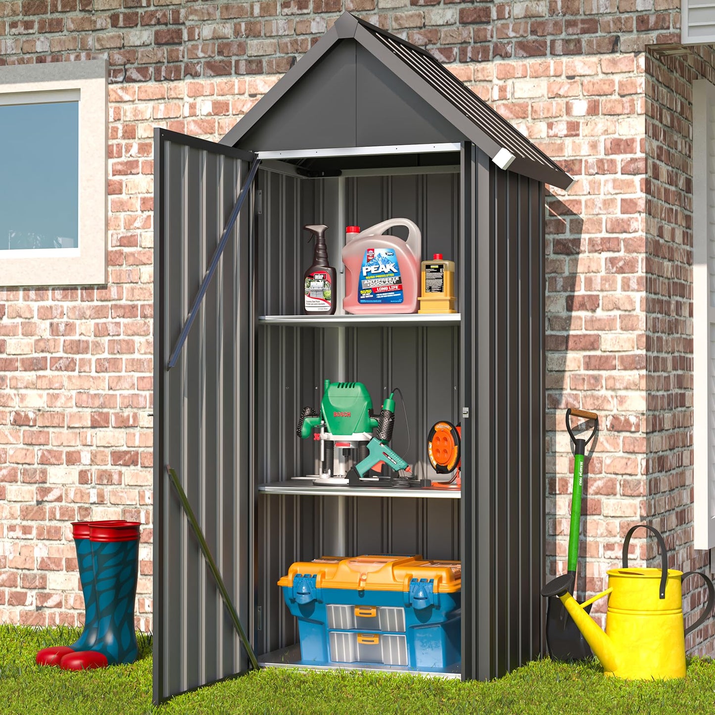 YODOLLA Outdoor Storage Cabinet Waterproof, Vertical Tall Outdoor Storage Cabinet with Shelves