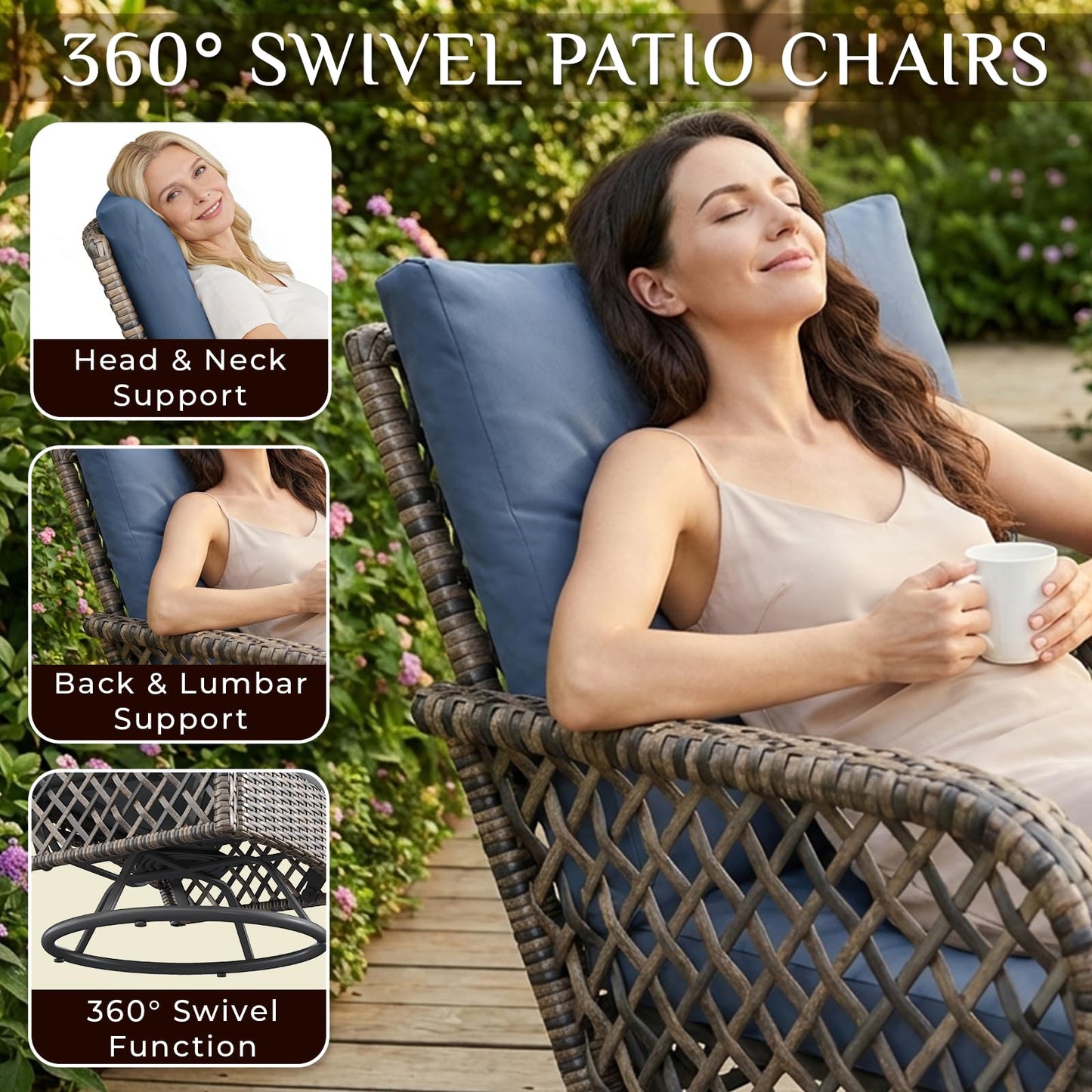 YODOLLA 6PCSPatio Furniture Set Seats 7 Sectional Sofa Couch Wicker Conversation Set