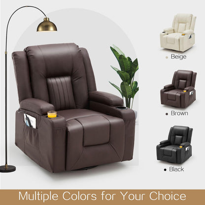 YODOLLA Recliner Chair with Heat&Massage, PU Leather Brown