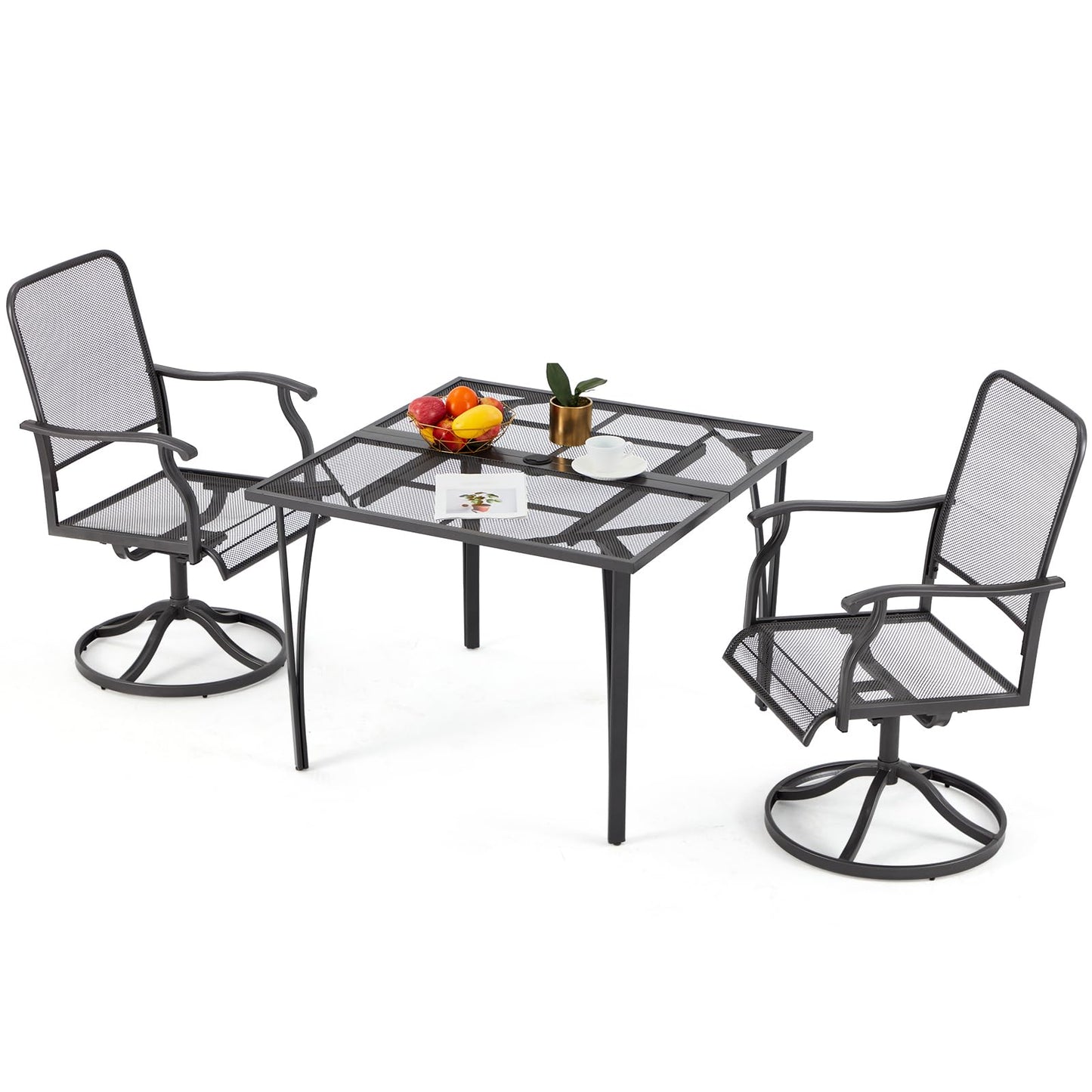YODOLLA Patio Swivel Dining Chairs Set of 2 Outdoor Metal Rocking Chairs with High Back