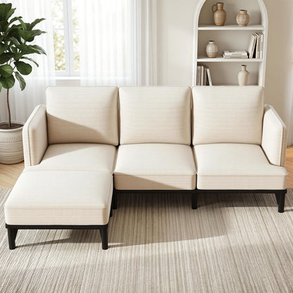 YODOLLA 3 Seater Sofa Bed with Ottoman, Modular Sofa Cloud Couch Lounge
