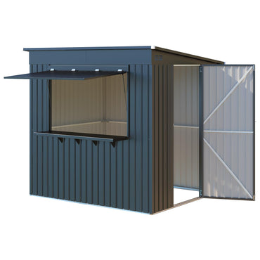 YODOLLA 8x4 FT Outdoor Storage Shed with Bar Counter, 2-in-1 Patio Metal Backyard Bar & Tool Storage Cabinet