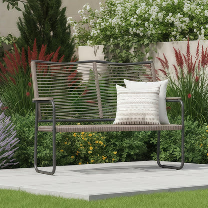 YODOLLA Outdoor Garden Bench, Weatherproof Wicker Outside Benches