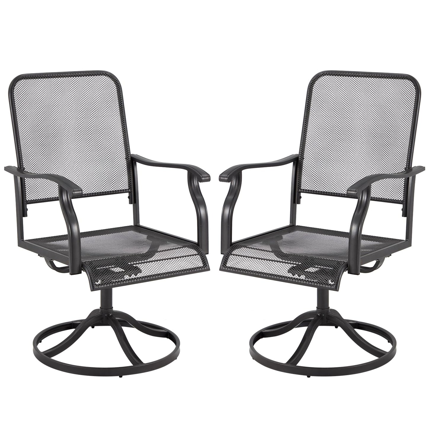 YODOLLA Patio Swivel Dining Chairs Set of 2 Outdoor Metal Rocking Chairs with High Back