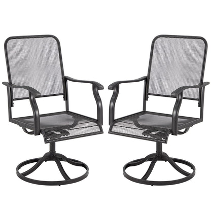 YODOLLA Patio Swivel Dining Chairs Set of 2 Outdoor Metal Rocking Chairs with High Back