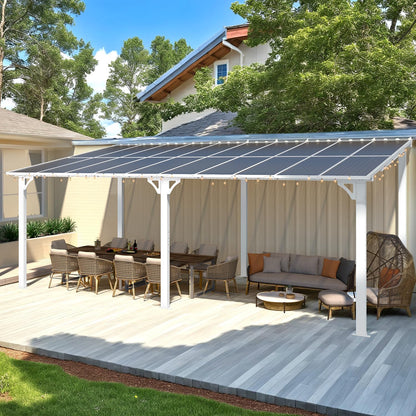 YODOLLA 20' x 10' White Gazebo Outdoor Pergola for Patio Large Lean to Metal Pergolas